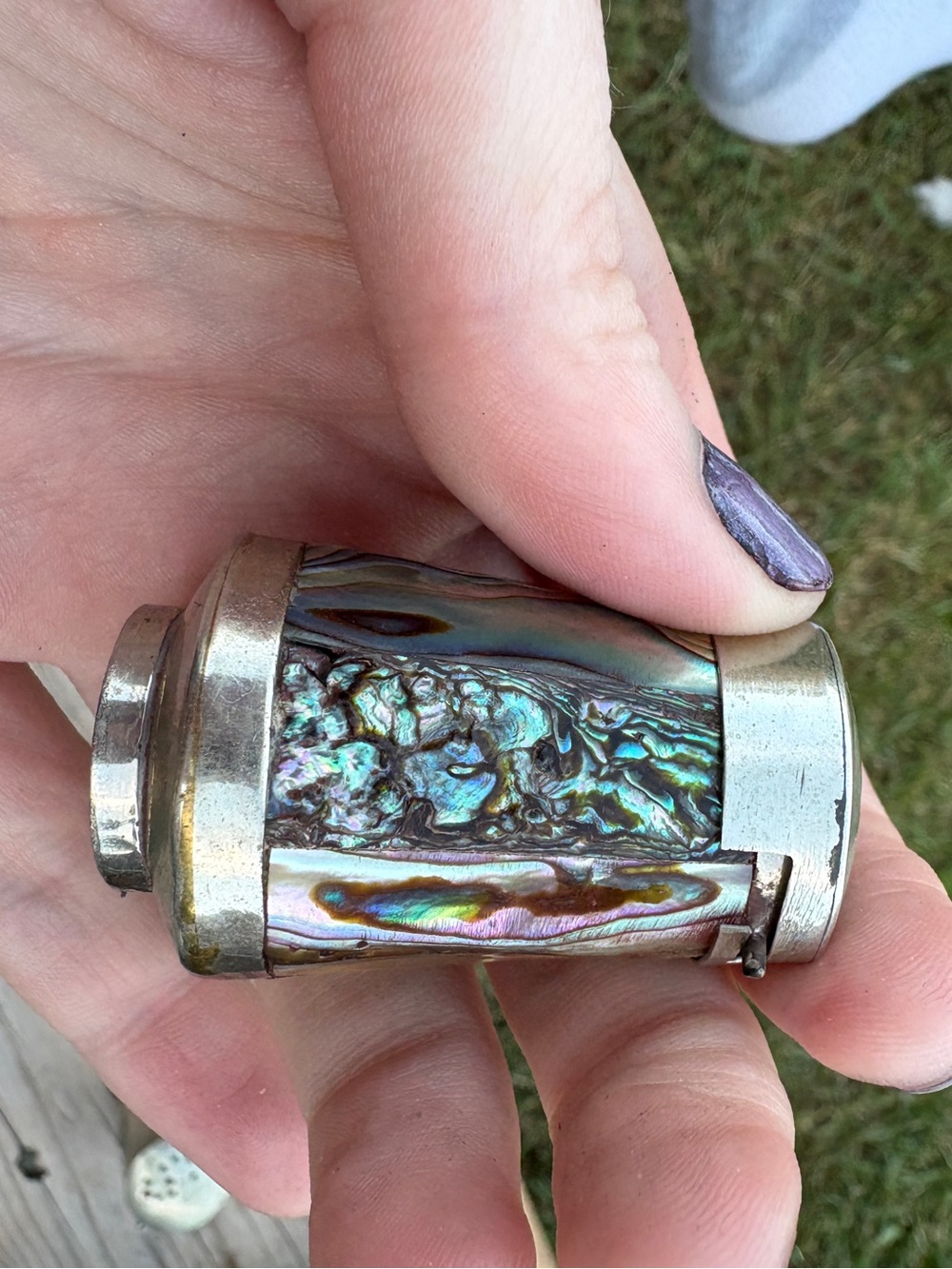 Abalone Inlaid Salt and Pepper Shakers with Tray ALPACA MEXICO - Picture 8 of 14